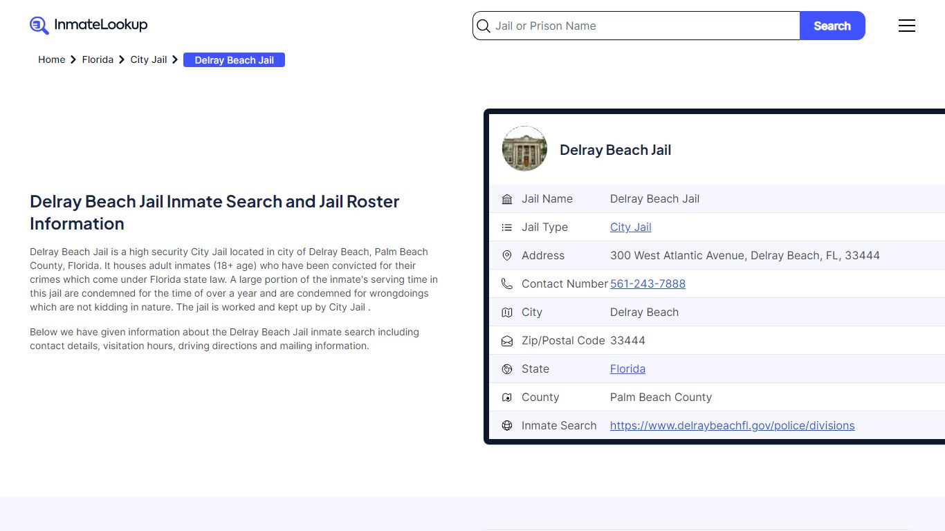 Delray Beach Jail (FL) Inmate Search Florida - Inmate Lookup